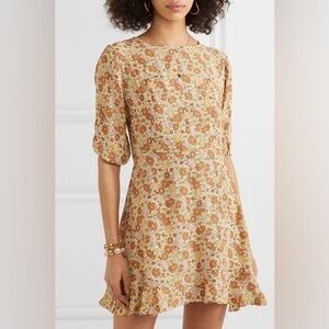 NWT Faithfull the Brand Jeanette Floral Ruffle Mini Dress, Zoella Print Size 10